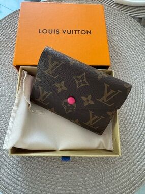 Louis Vuitton Monogram Canvas Compact Wallet with Pink Snap